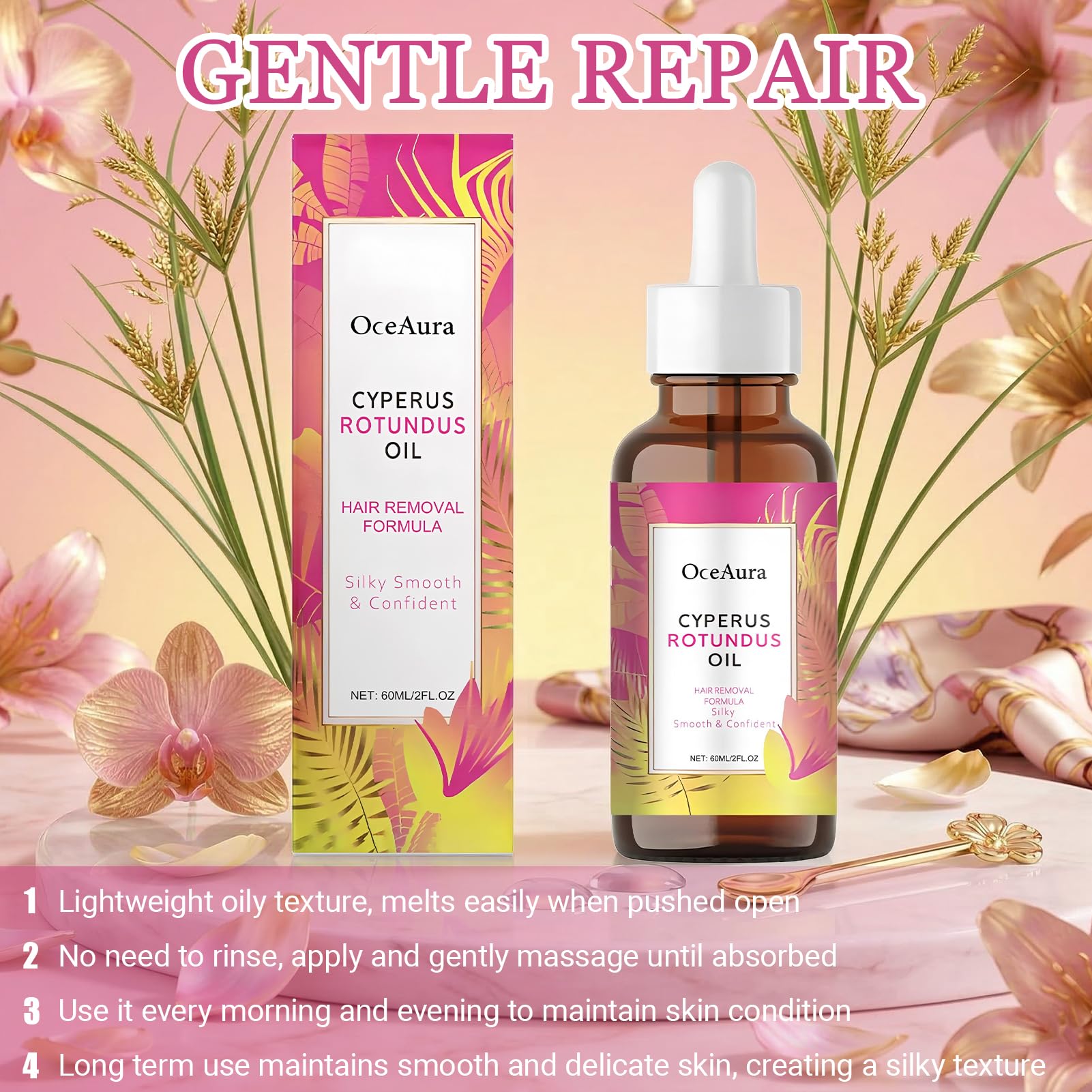 Cyperus Rotundus olejek do depilacji, 60 ml, Pure Cyperu, serum do skóry, redukuje niechciane włosy, nawilżenie i łagodzenie porów CyperusOil & Shrinks, wszystkie rodzaje skóry