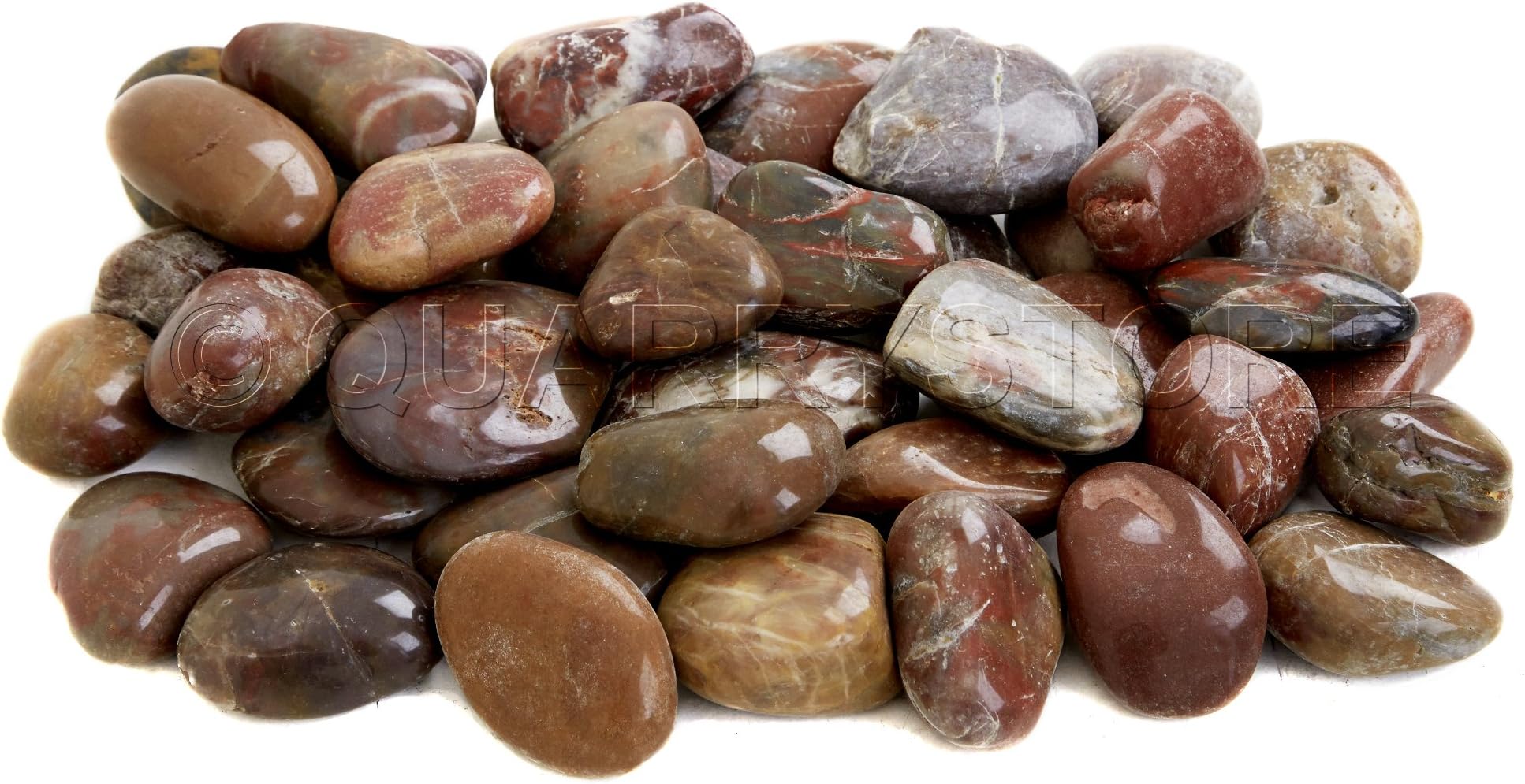 Quarrystore Natural Plum Red Polished Decorative Garden Pebbles - Approx 40mm to 60mm in Size - Ideal Outside Decorative Stones for Plant Toppers or Features or for use for Bathroom or Kitchens 1kg