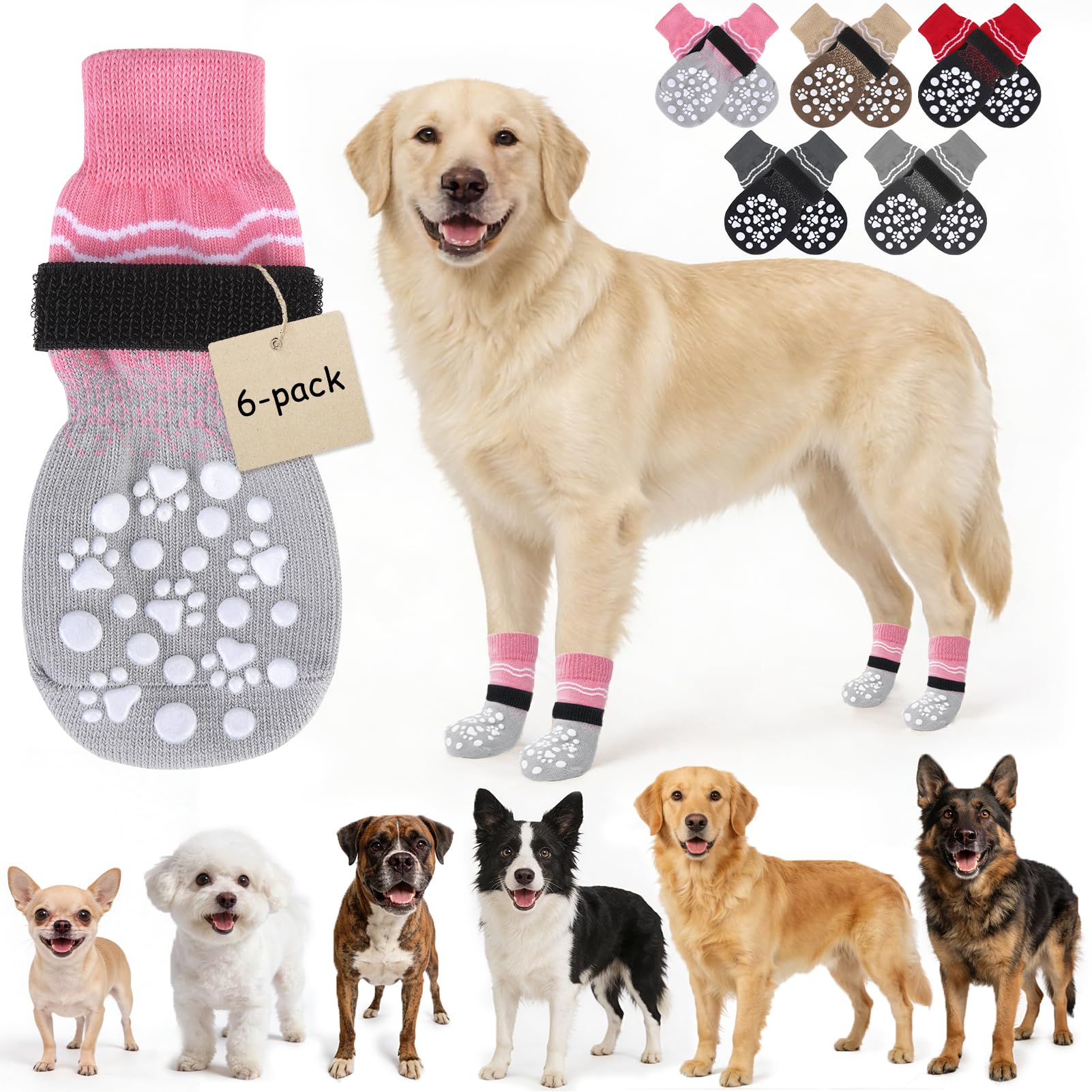 Chaussettes antidérapantes pour chien âgés anti-glisse et protection des pattes contre le léchage