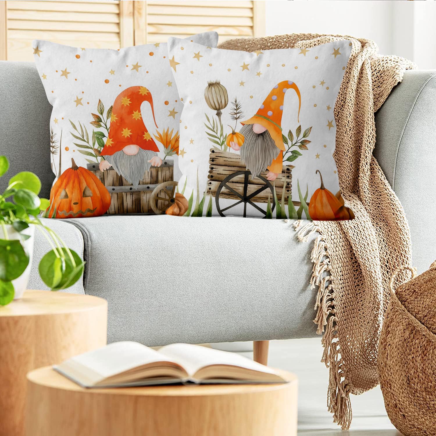 Set Di 4 Federe Per Cuscini Decorative Con Zucca Rosa – 50x50 Cm Per Autunno E Ringraziamento - 4