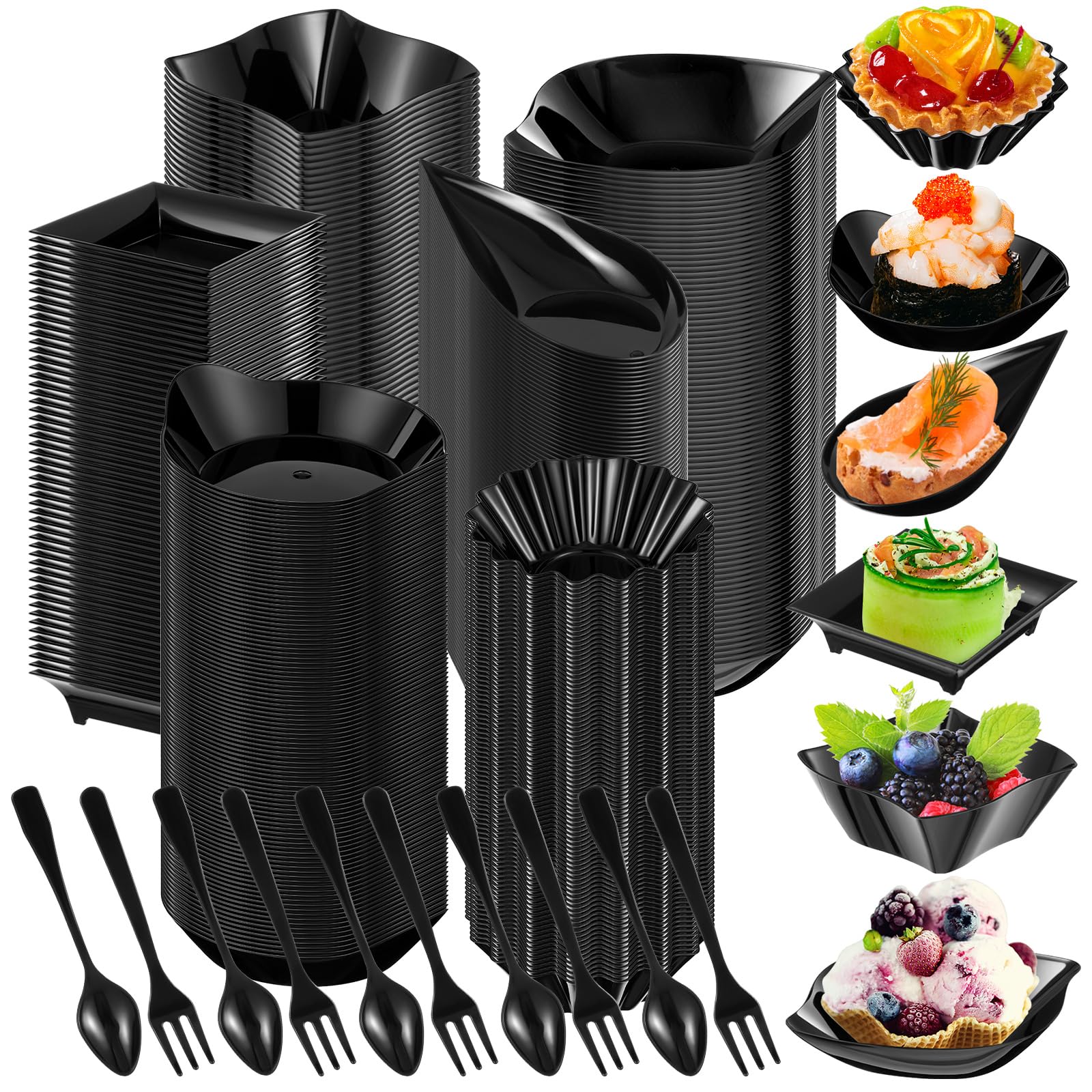 Tessco for you 1200 Pcs Mini Appetizer Plates Set Disposable, Black