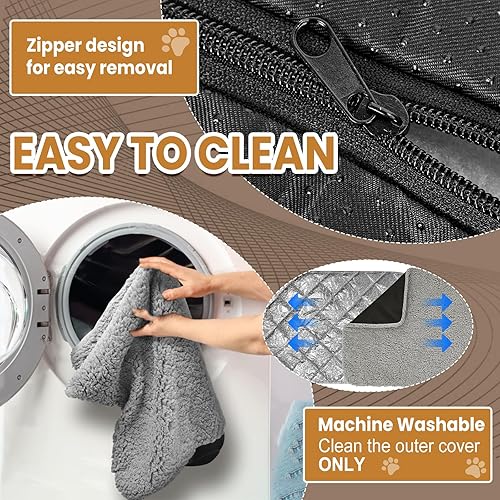 Miniatura 7 de Paquete de 2 tapetes autocalentables para perros, almohadillas térmicas de 36 x 24 pulgadas para perros medianos y grandes, suaves, gruesas y