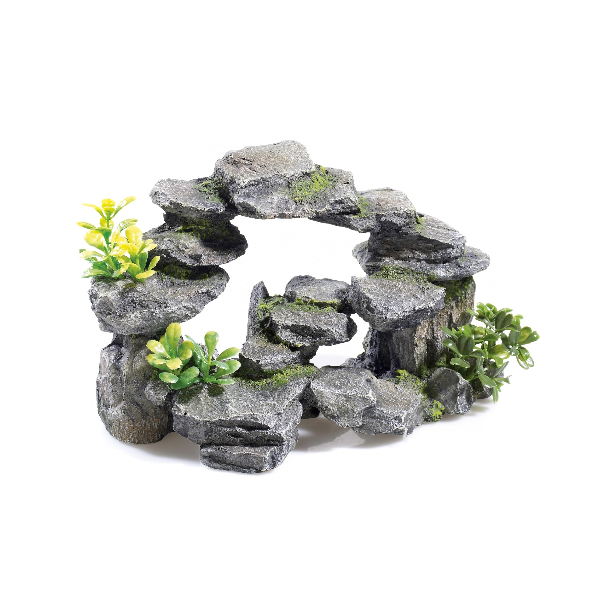 CLASSIC Rocky Arch Aquarium Ornament with Plants, 265 x 150 x 165mm