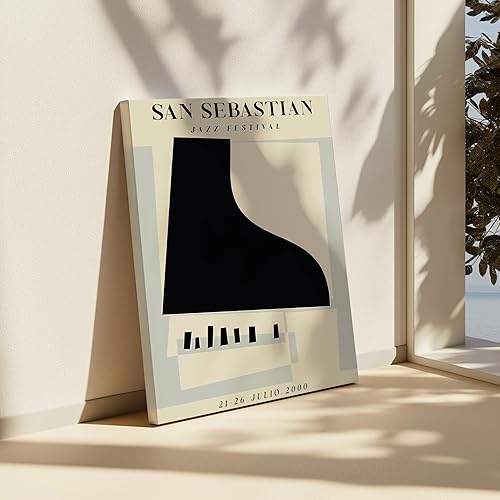 Miniatura 6 de Poster Master Lienzo ilustrado  Impresión minimalista retro  San Sebastián, festival de jazz, piano, estética  Regalo para artista, amigo