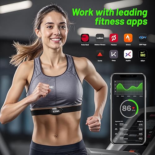 Miniatura 4 de EZON Heart Rate Monitor Chest Strap, Bluetooth 5.1 & ANT+ Sensor, 3ATM Waterproof, Compatible with Garmin, Wahoo, Polar, Strava for Running,