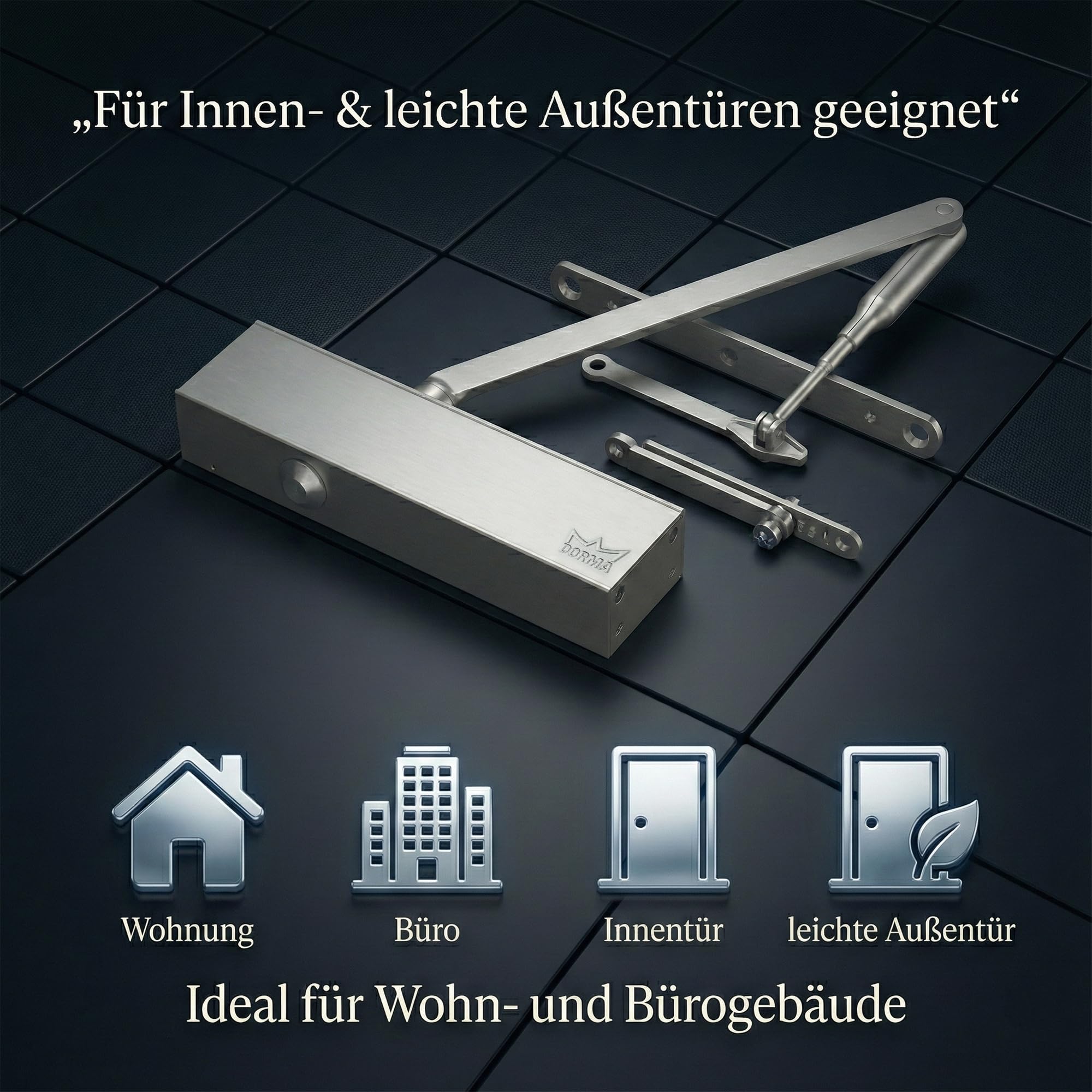 KABA Obentürschließer TS 73 V mit Normalgestänge, Edelstahl, Silber, EN 2-4, Automatischer Türschließer, Türschließer, Standard, Wohn- und Bürogebäude