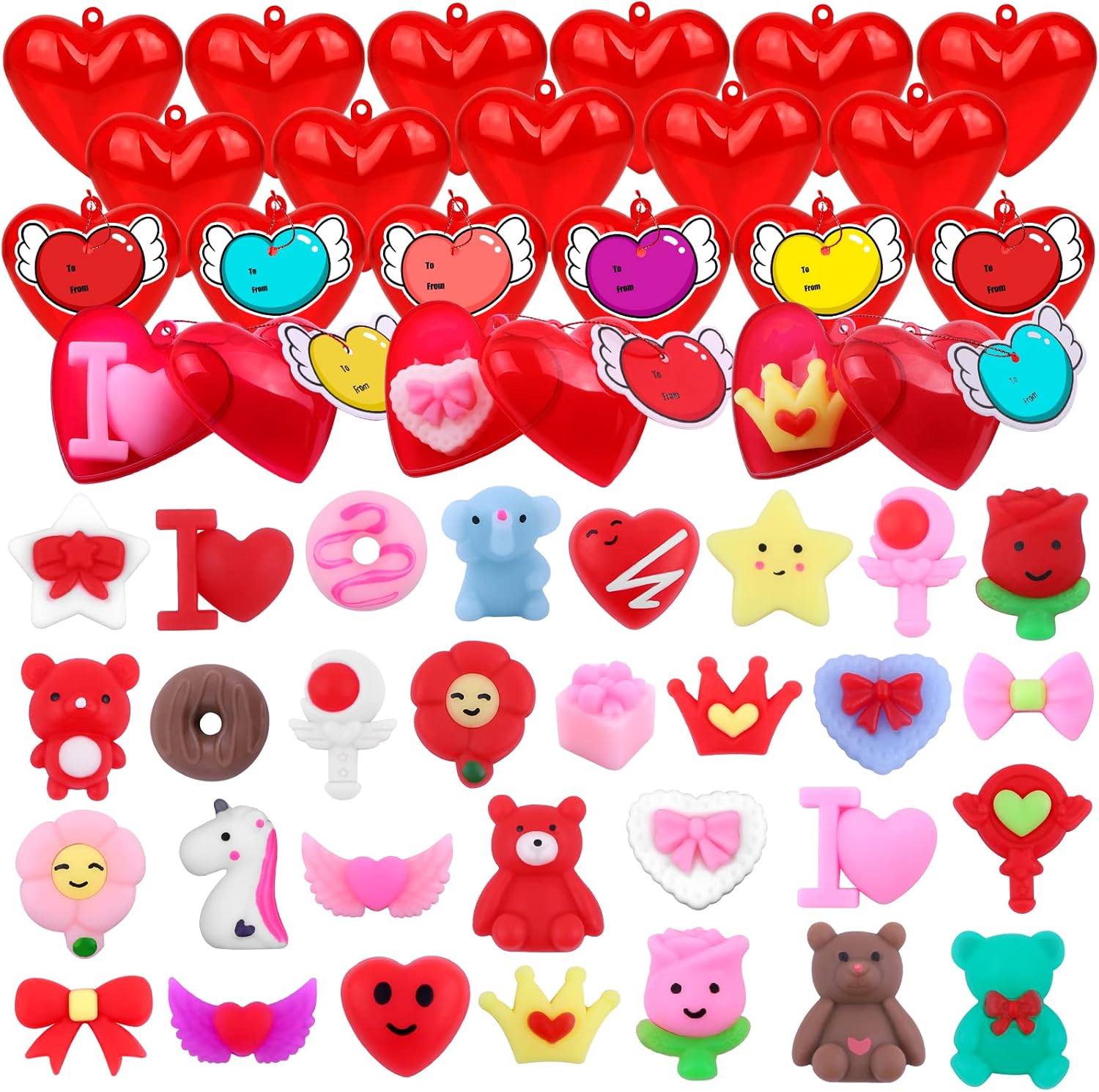 DIYDEC 30pcs Valentine Squishy Toys, Valentine Mini Kawaii Mochi