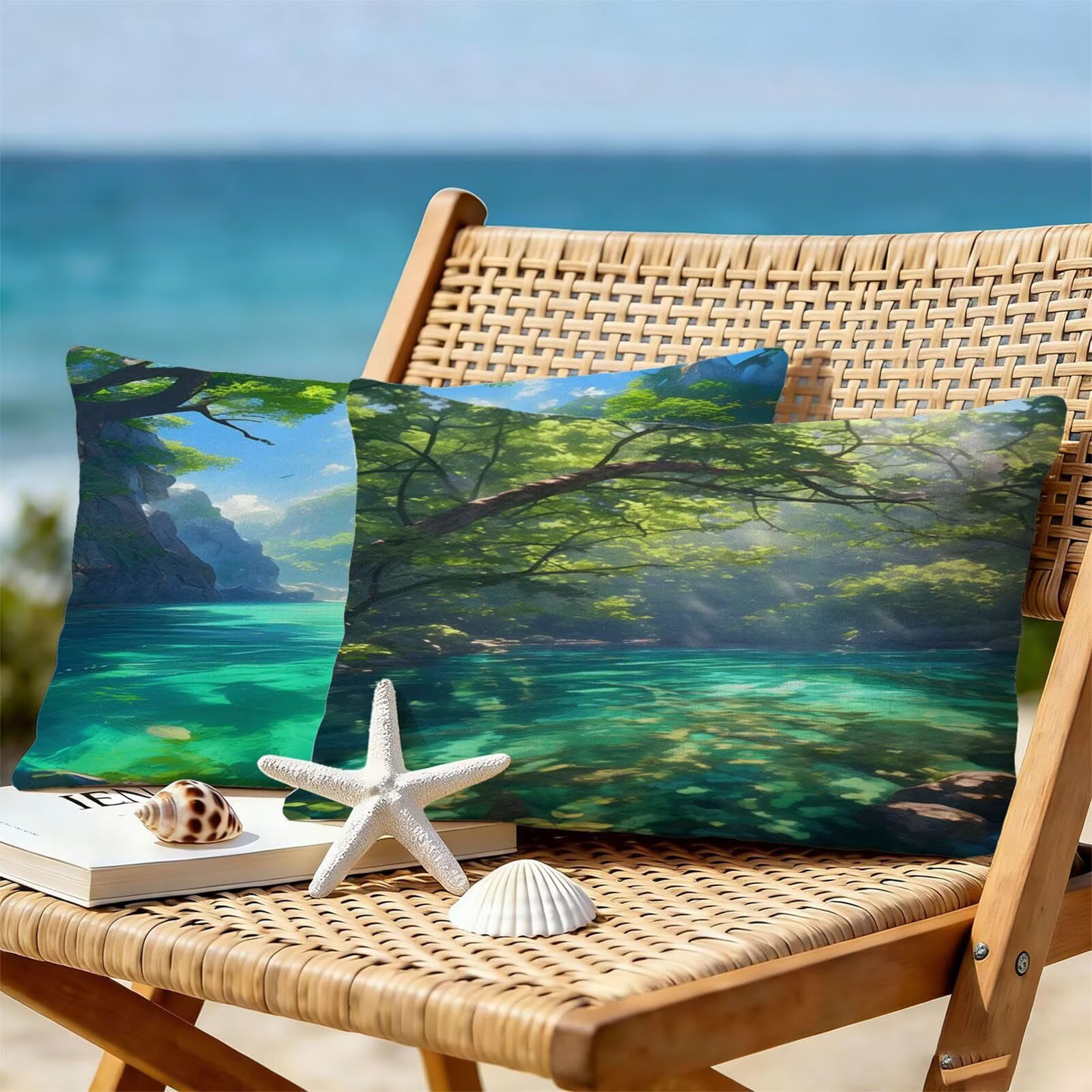 Générique Housse Coussin Exterieur Impermeable 30x50cm Vert Décoratif Taie d'oreiller Decoration Botanique Housse de Coussin Exterieur Impermeable pour Salon de Jardin Lot 2. T-3317
