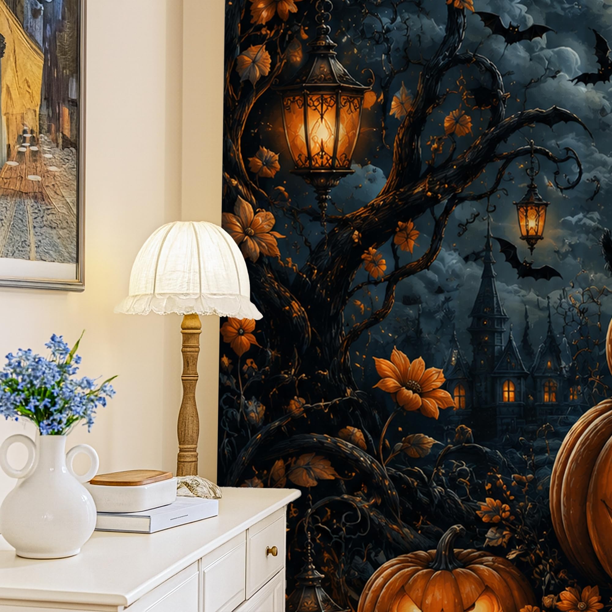 Rideaux occultants thermiques Halloween pour salon sombre et isolé