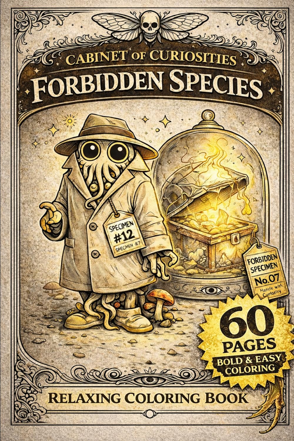 Cabinet of Curiosities Coloring Book 60 Strange & Mysterious Specimens to Color: Relaxing Gothic Creatures, Oddities & Dark Fantasy Objects for Adults