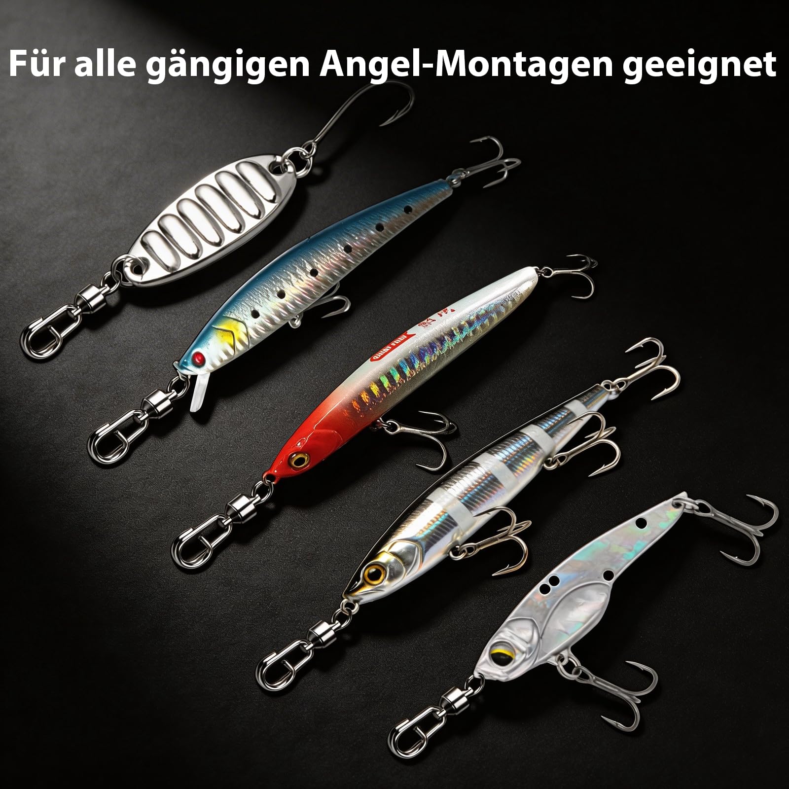 9KM DWLIFE Kugellager Angelwirbel mit Spaltringen 25 Stück hohe Festigkeit Schnappwirbel Schnellverbinder Angelgerät für Salzwasser