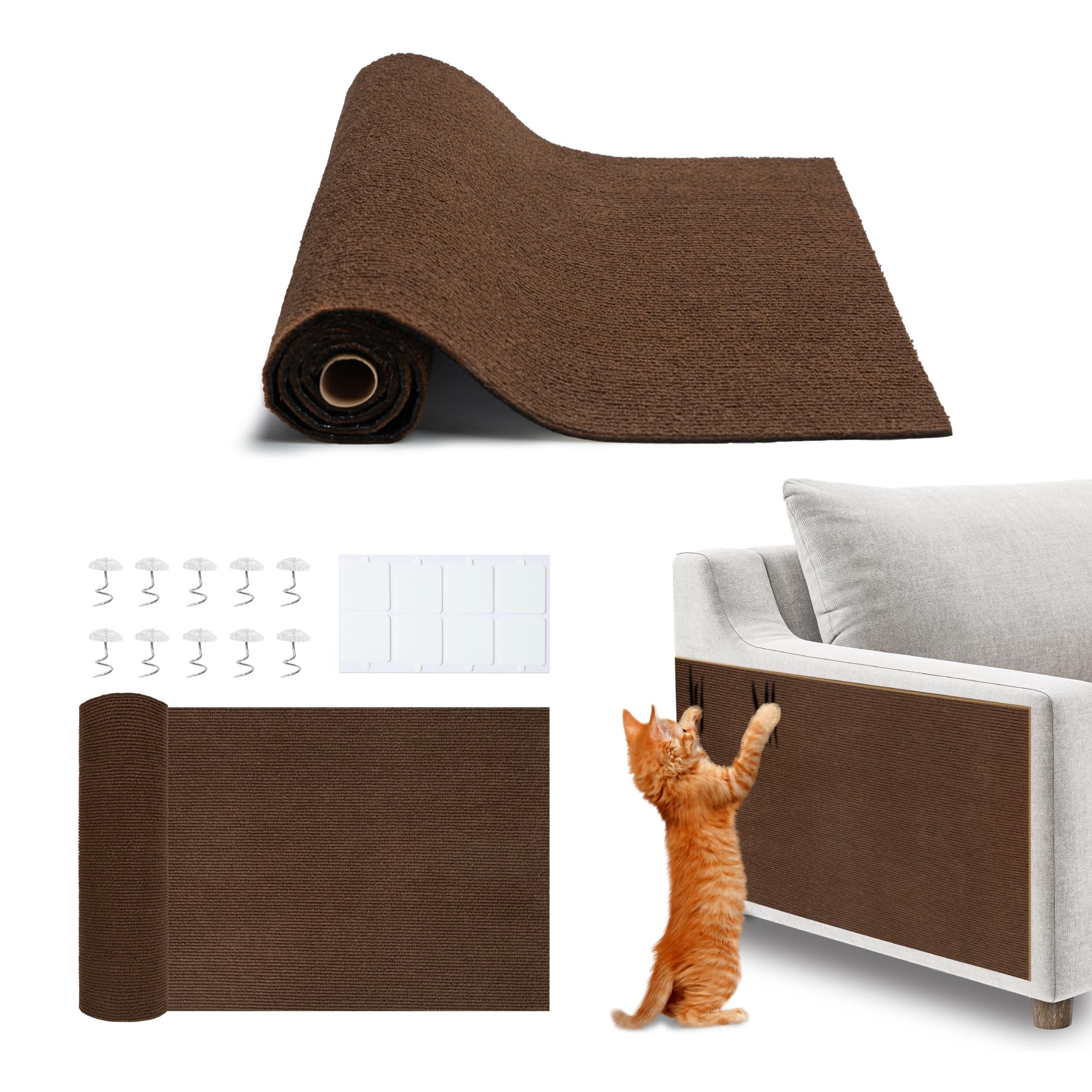 Catify Peel &amp; Stick Cat Scratching Mat - Brown, L:78"