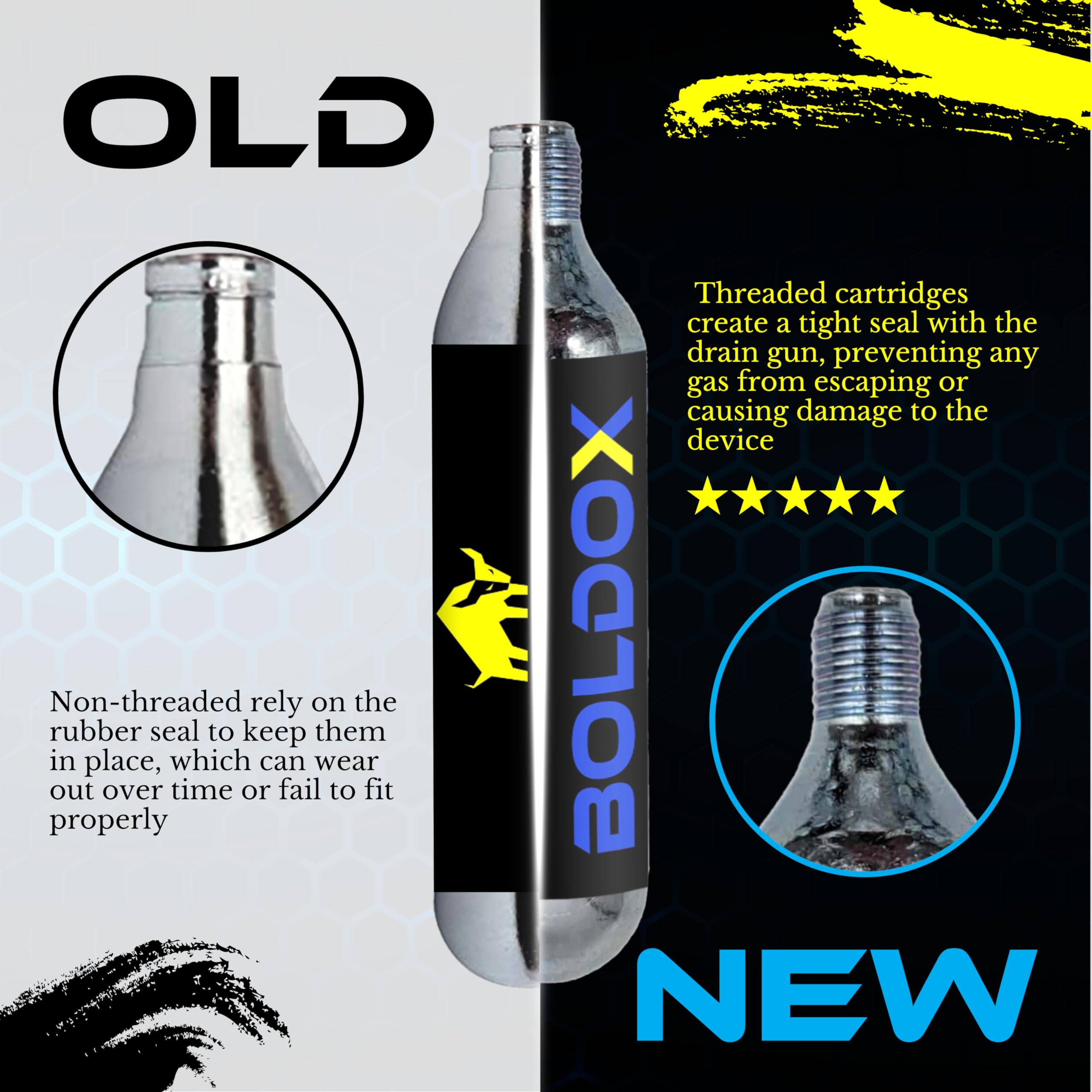 Drain Gun AC Condensate Line Cleaner with 4 Threaded CO2 Cartridges - Clears Buildup & Debris in AC Drain Tubes - How To Unclog AC Drain Pipe & Condensation Drain Trap - DIY HVAC Tools by Boldox