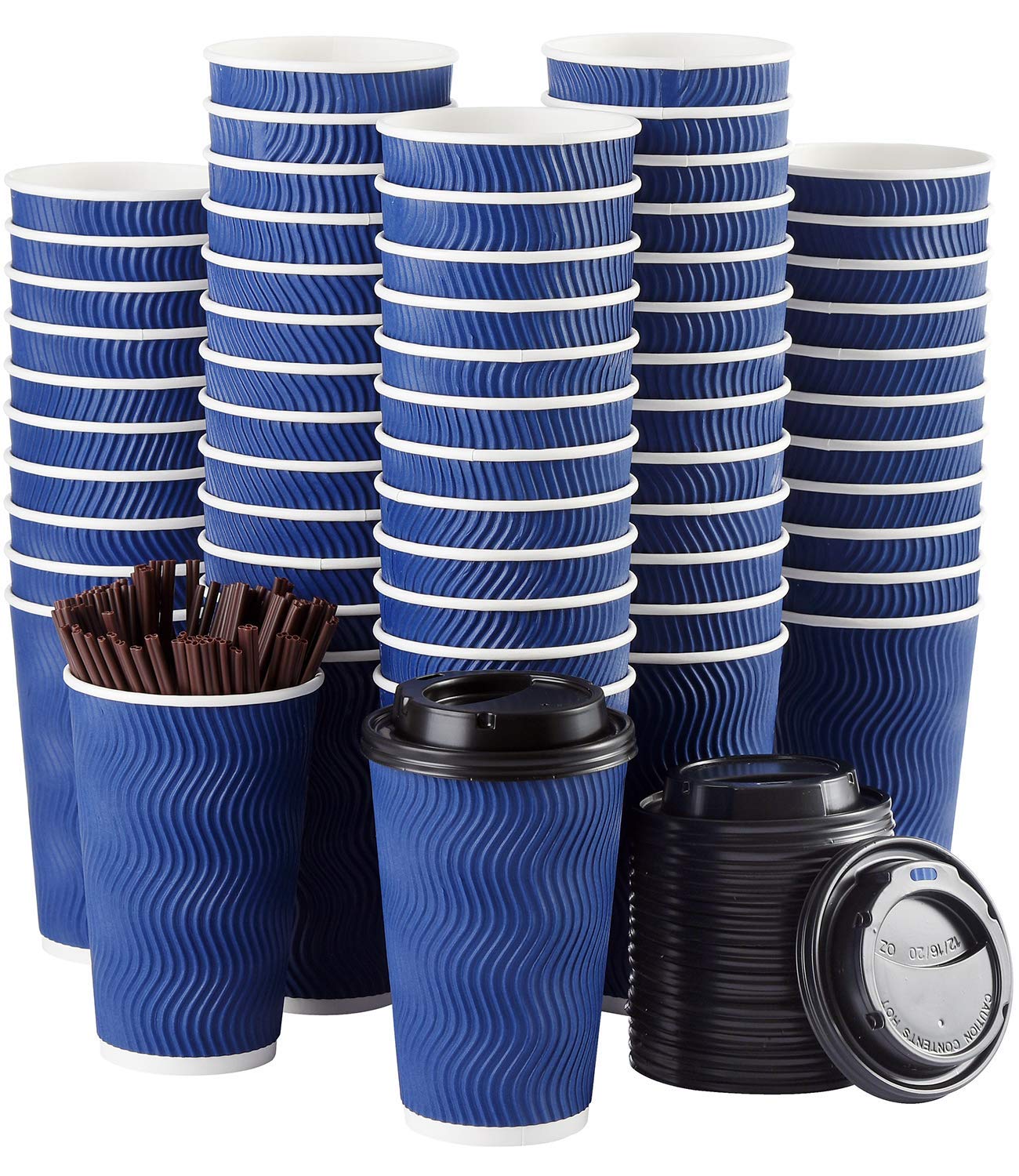 Buy Disposable Coffee Cups with Lids and Straws 16 oz (90 Set) Togo