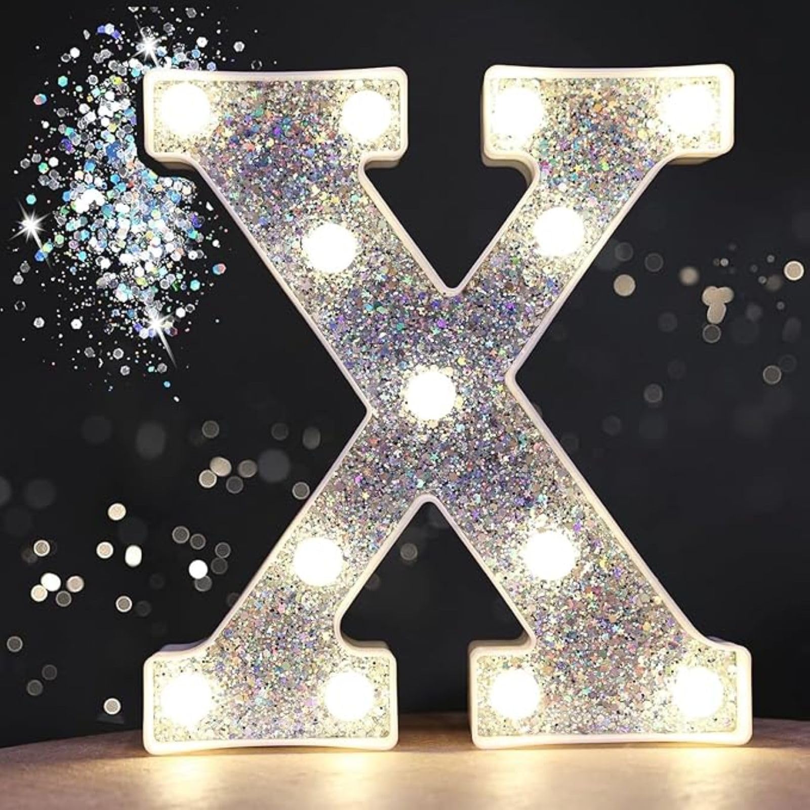 Jemnpela LED Marquee Letter Number Sign Lights Glitter Light Up Alphabet Figure Night Light for Birthday Party Wedding Home Bar Holiday Wall Decoration
