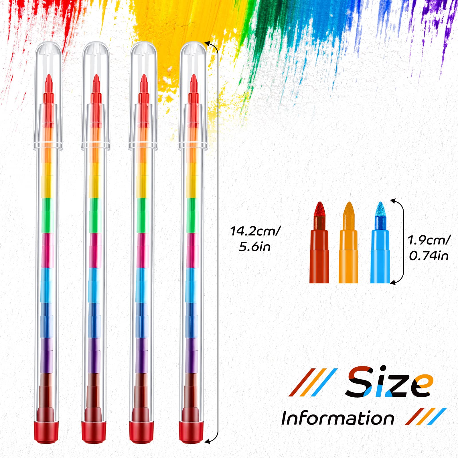 10x Stackable Colored Crayons Pencils Mini Rainbow Stacking Crayon