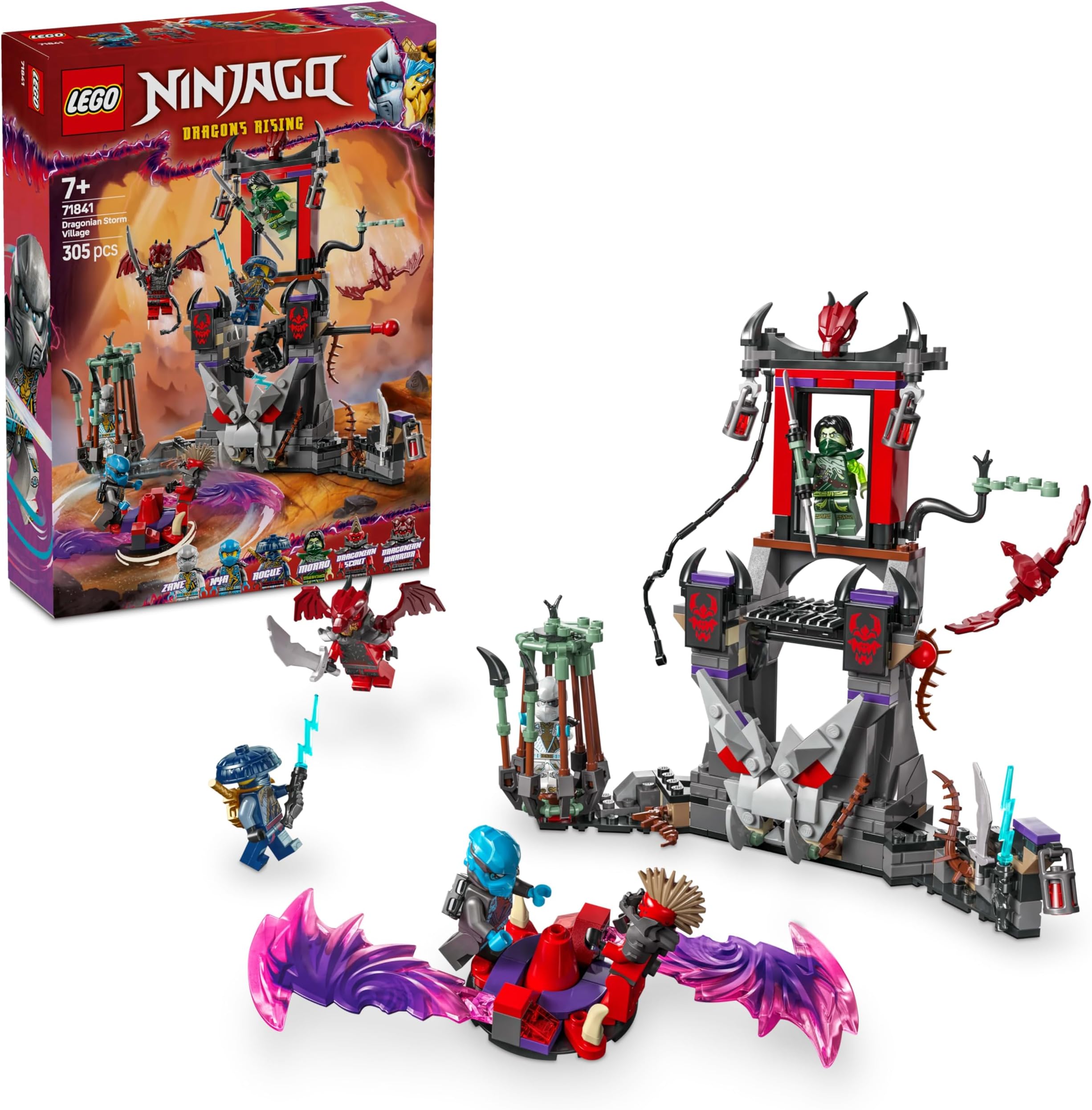 LEGO NINJAGO Dragonian Storm Village Battle Arena Toy Playset 71841 Building Blocks Toys for 7+ Gift for Boys and Girls