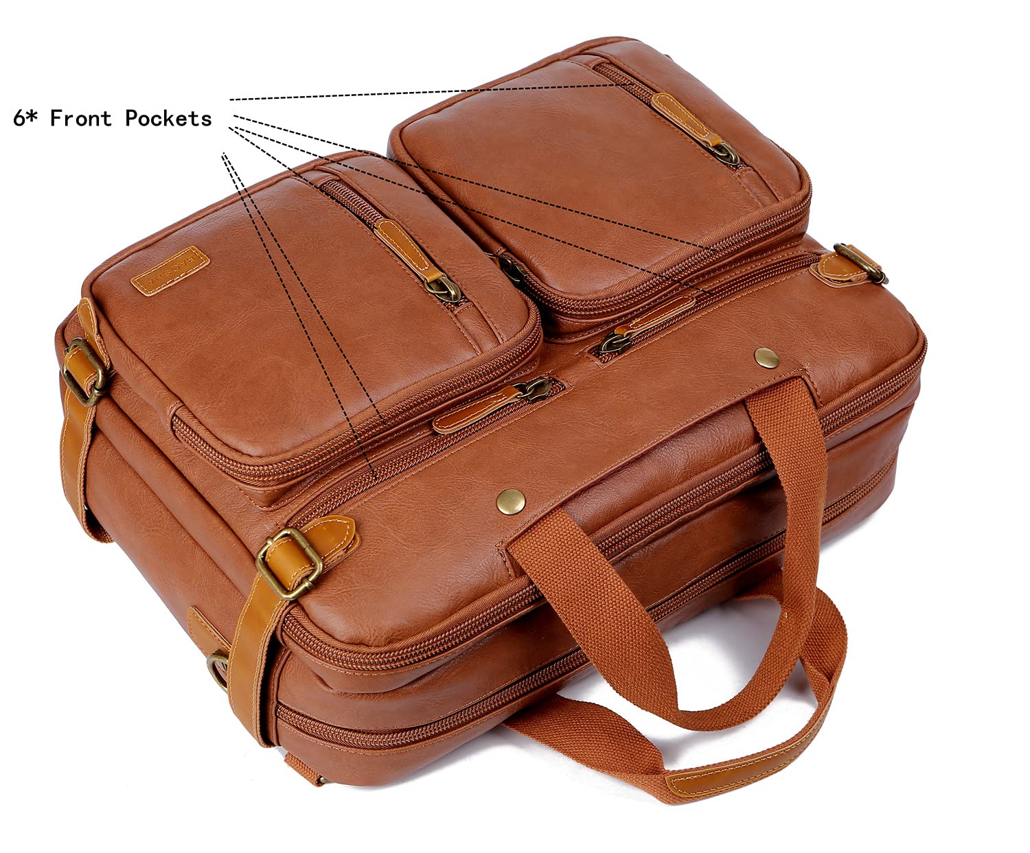Baosha Herren PU Leder Aktentasche Rucksack Hybrid 17 Zoll Laptoptasche Messenger Bag Business Umhängetasche Mehrzweck Arbeitastasche Schultertasche für Männer HB-22