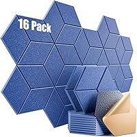 Vista 178 de paquete de 12 paneles acústicos autoadhesivos de alta densidad, paneles de espuma insonorizantes de 12 x 10 x 25/64 de pulgada, elegantes paneles