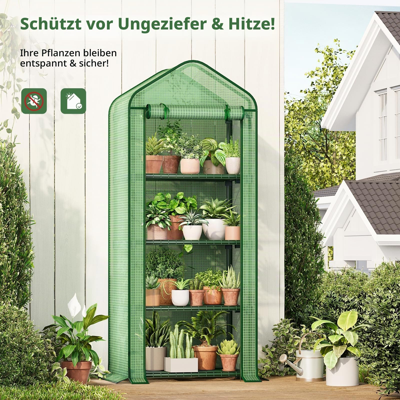 Bamworld Gewächshaus Klein Mini Gewächshaus Foliengewächshaus 4 Etagen Tomatengewächshaus Gewächshaus Balkon Für Gemüse Blumen Pflanzen Sämlinge Anzucht Im Garten Terrasse