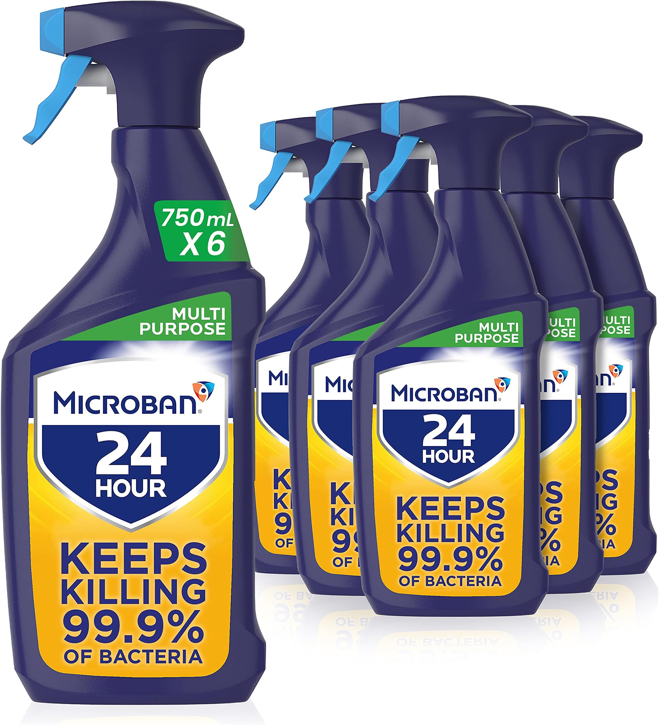 Microban24 Antibacterial Multi Purpose Surface Cleaner Spray, Citrus, 4.5 Litre (750 ml x 6)