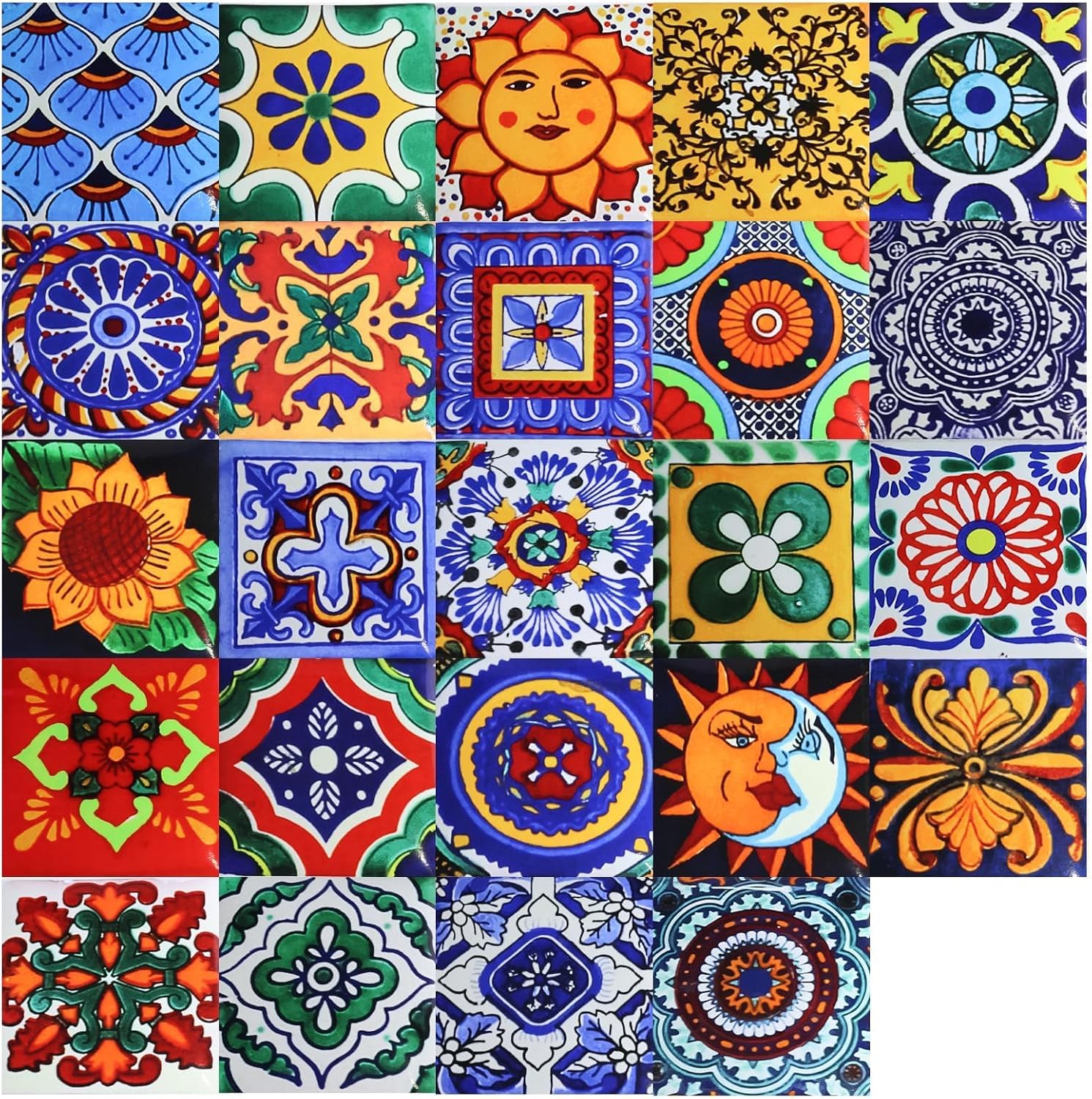 Moroccan Tile Stickers 24 Pack 15x15cm,Vintage Peel and Stick Self Adhesive Wall Tiles,Waterproof Kitchen Backsplash and Bathroom Wall Decals,Removable No Residue,DIY Home Decor