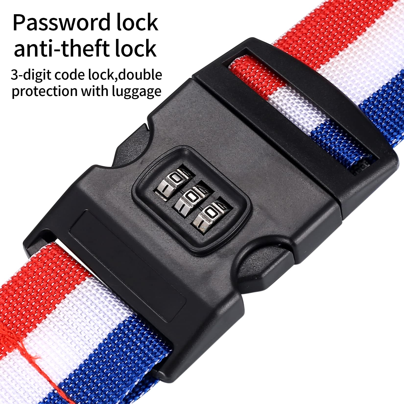 2 Cinghie Per Valigia Regolabili Con Lucchetto A Combinazione, Nylon Resistente, Colore Verde Fluo
