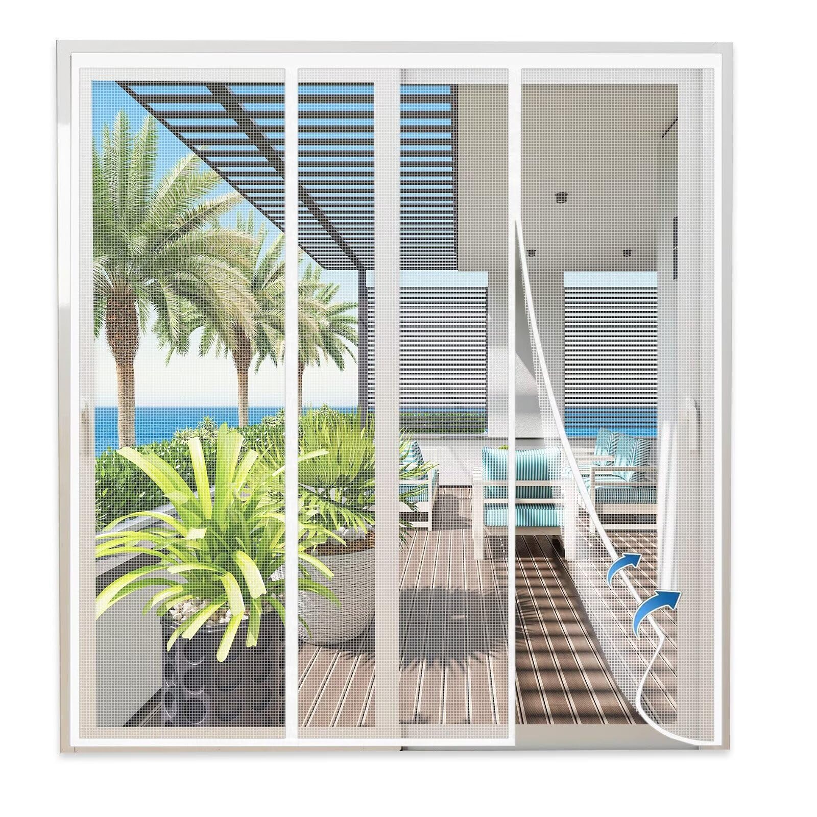 Rideaux Anti Mouches Magnétique 230x275cm Blanc Moustiquaire Porte Anti Insectes Maille Ultra Fine, Rideau de Porte Anti-Moustique pour Portes de balcon Salon Terrasse