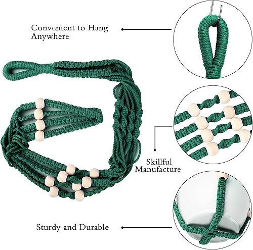 Vista 31 de Augshy 2 ganchos colgantes para plantas, para decoración de interiores y exteriores, macramé con 4 ganchos (35 pulgadas)