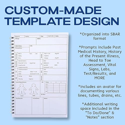 Miniatura 3 de Cuaderno de hoja de informe de enfermería (edición tamaño matrimonial)  Cuaderno de enfermería de 6 x 9 pulgadas con 100 hojas de informes de