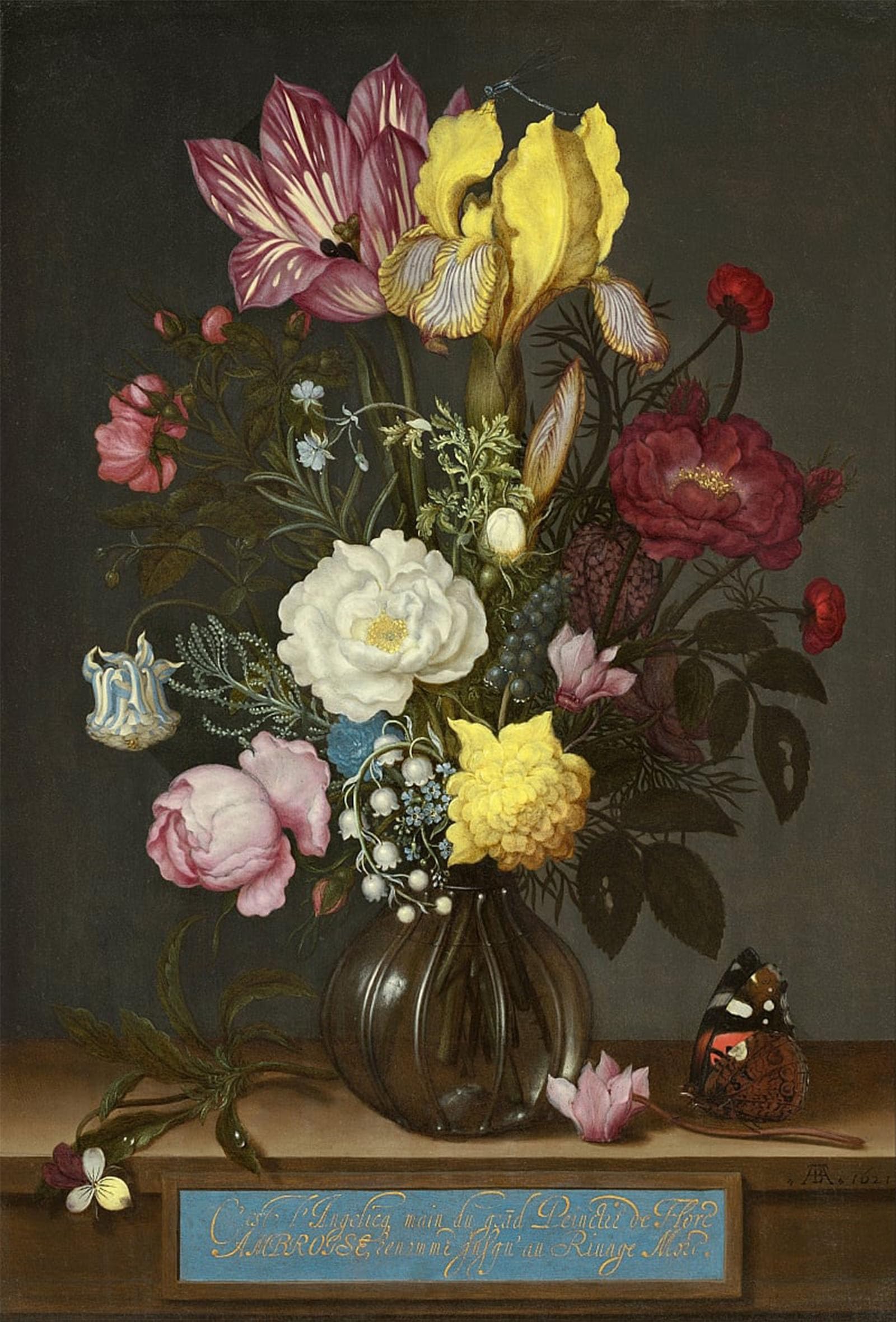 POSTERIIk Famous Print Pop Art Wall Art Graffiti Bouquet of Flowers in a Glass Vase by Ambrosius the Elder Bosschaert Art Prints for Home Decor 60x90cm