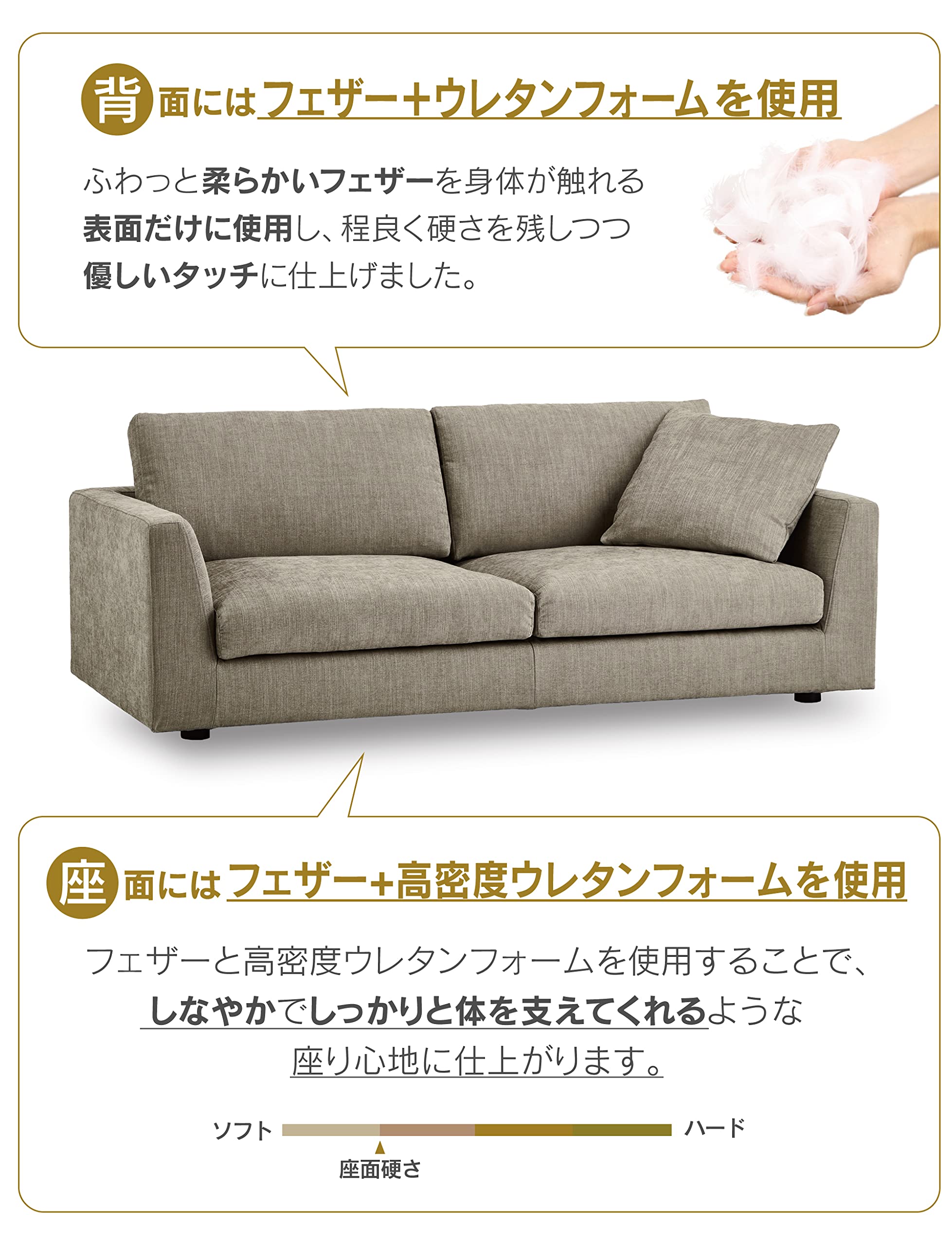 Amazon.co.jp: 【開梱設置便】 リラックスフォーム 3人掛け デパラII 