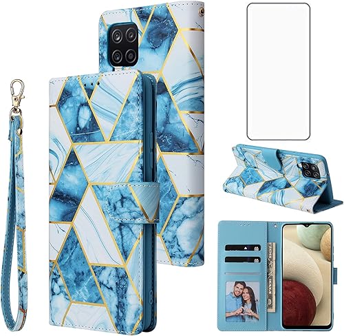 Miniatura 8 de Asuwish Funda compatible con Samsung Galaxy A22 4G de 6.4 pulgadas y protector de pantalla de vidrio templado, funda de cuero con tapa para Gaxaly