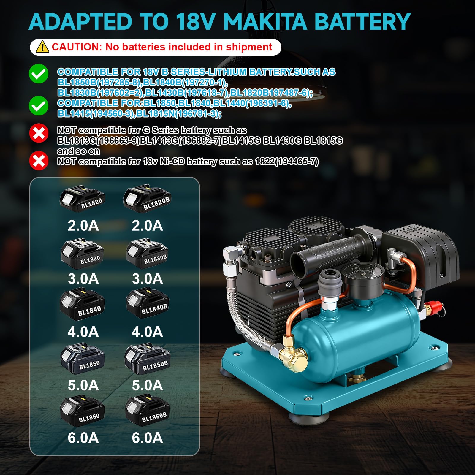 Akku Kompressor Druckluftkompressor für Makita 18V Akku, 8bar Arbeitsdruck