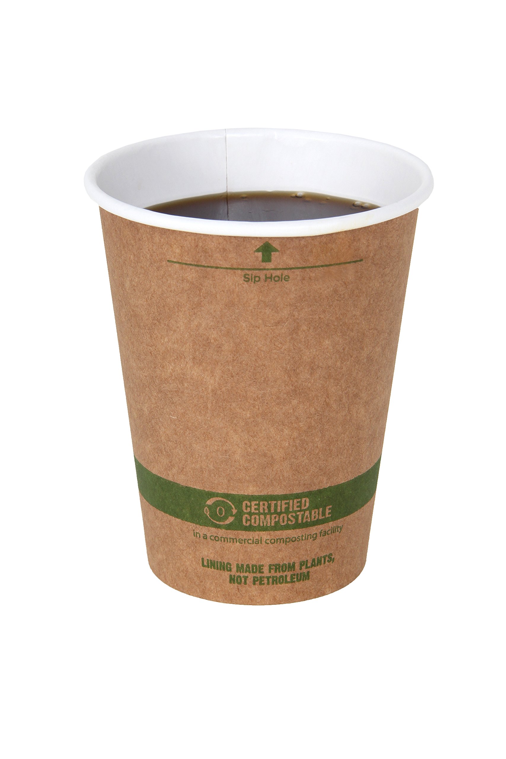 World Centric100% Biodegradable, 100% Compostable Paper PLA-Lined 12 Ounce Kraft Coffee Hot Cup, 100 Pack
