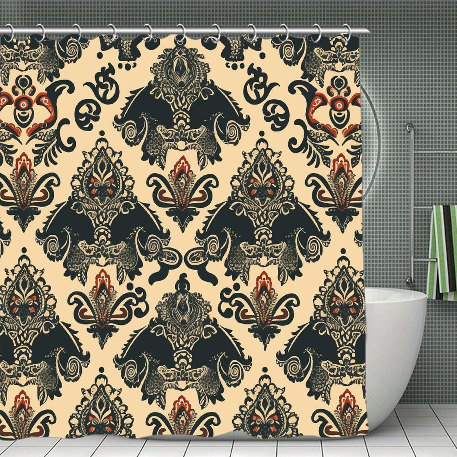 FekiLoot Asian Elephants Shower Curtain Minimalist Aesthetic Bath Curtain with Hooks Simple Water Resistant Bathroom Shower Curtains Cute Blackout Privacy Curtains Cloth Curtain