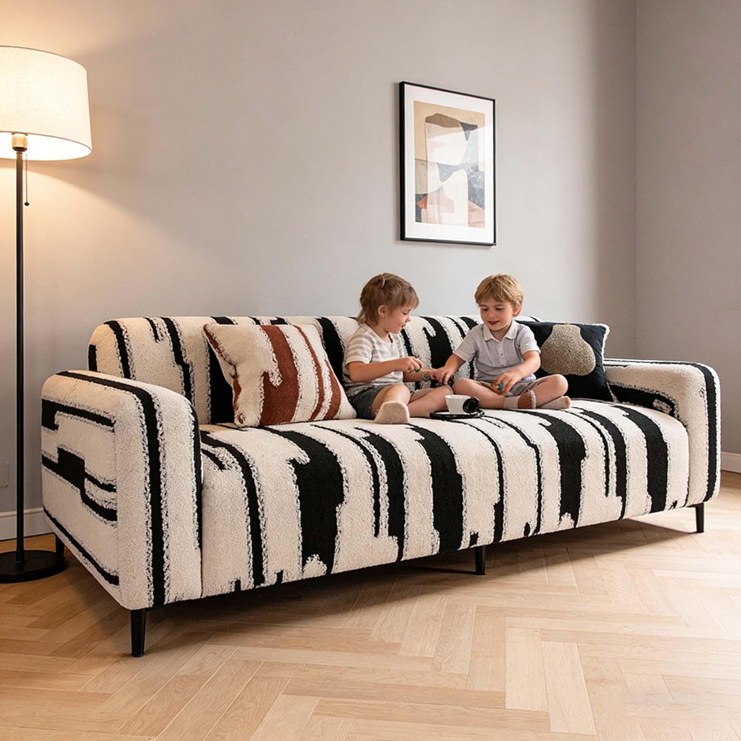 Elastic Sofa Cover for Couch, Stretch Slipcover Furniture Protector for Living Room Sofa Sectional Loveseat Recliner, Fits 1 2 3 4 Seater, Soft Fabric Texture, Easy Installation