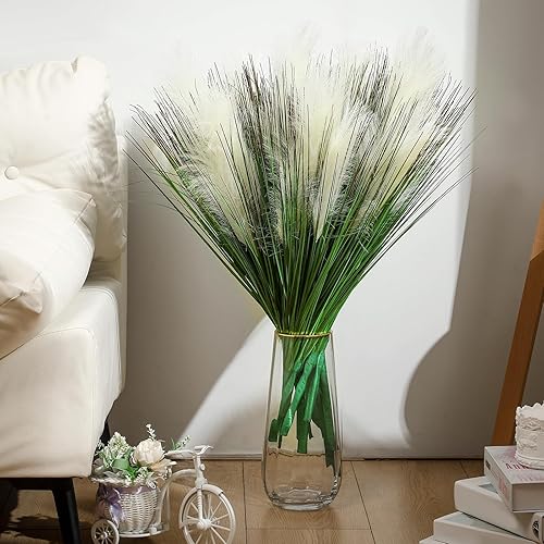 Miniatura 10 de Paquete de 10 plantas artificiales de 27 pulgadas de alto, hierba de cebolla, césped falso, tallos de vegetación sintética, arbustos artificiales