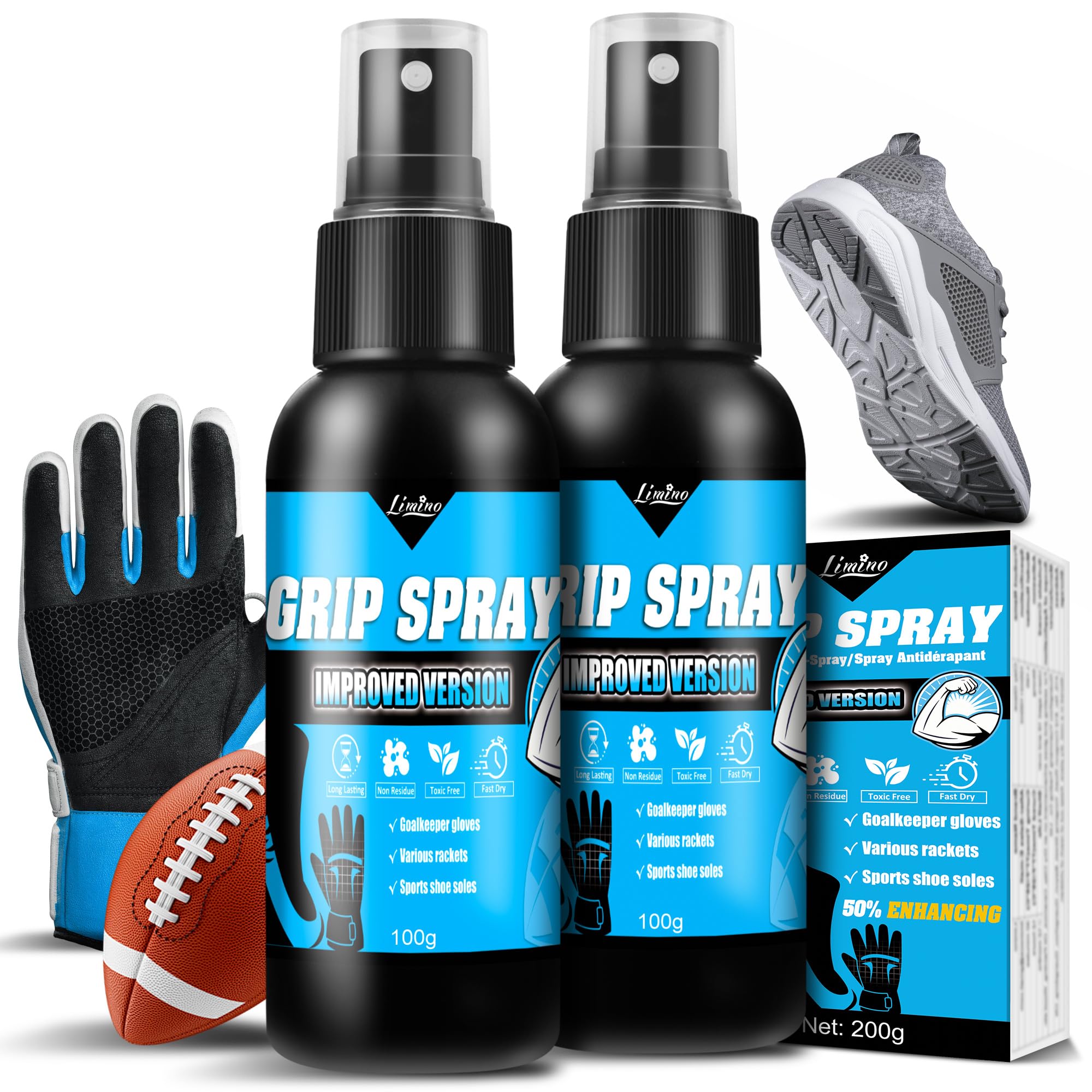 Limino Grip Spray Guantes de Portero en Aerosol 200 g Accesorios Entrenamiento Fútbol Baloncesto Tenis Golf