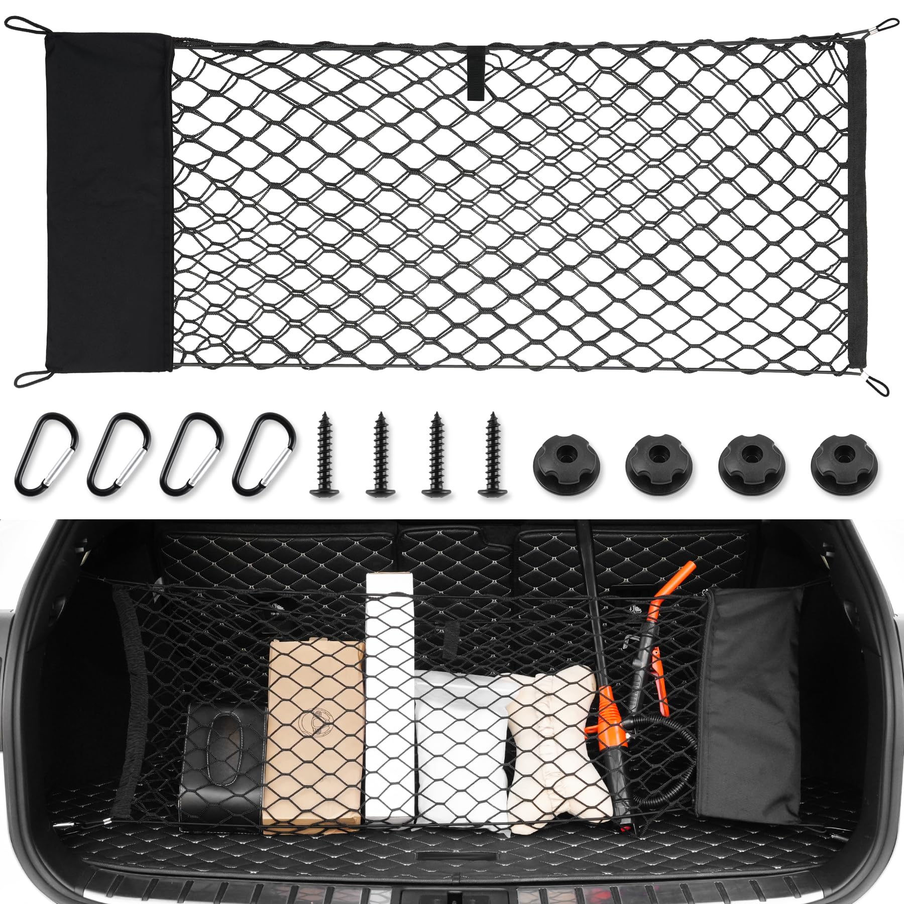 Amiss Envelope Style Truck Bed Cargo Net With Side Organizer - View #11