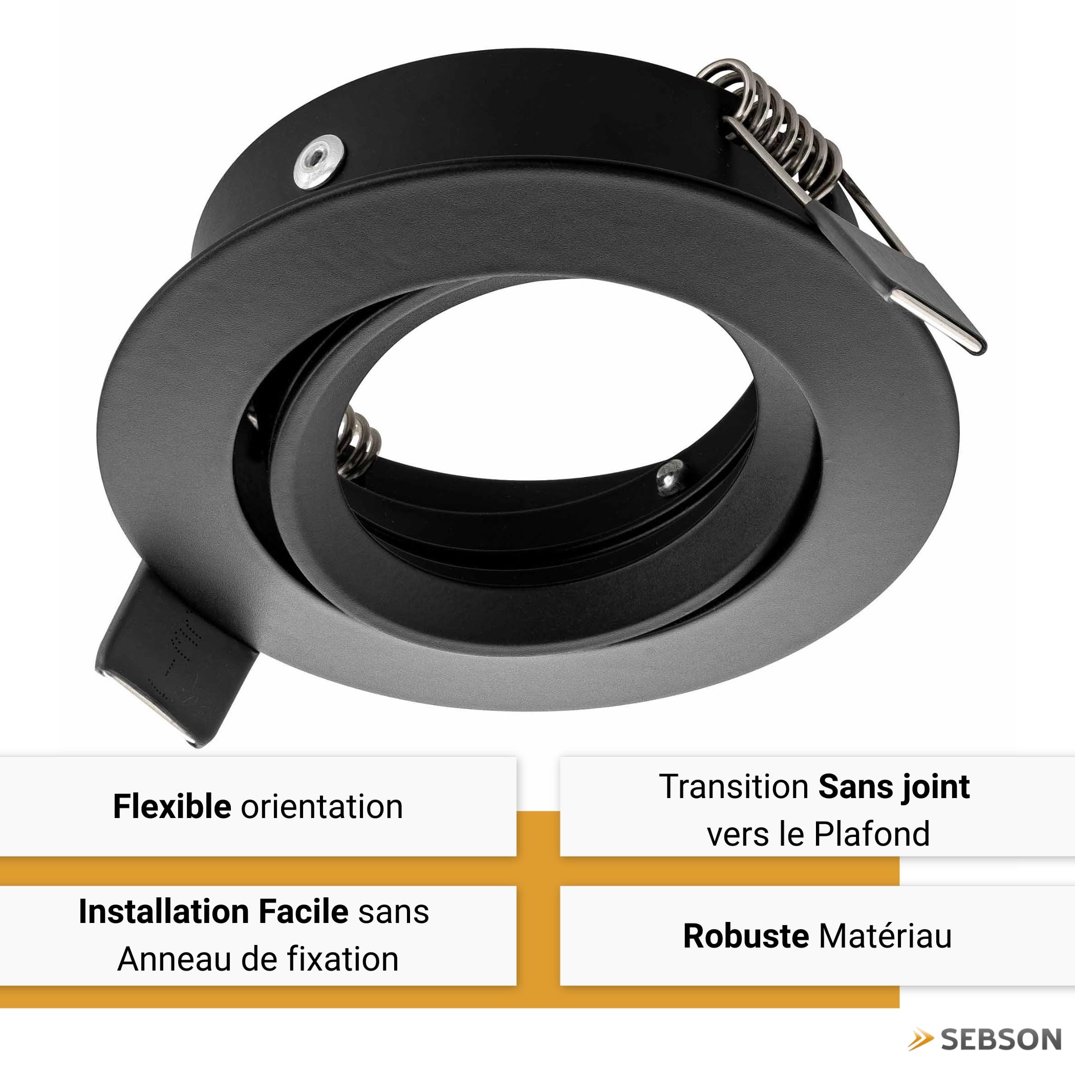 SEBSON Boîtier pour Spot Encastrés avec Douille GU10 LED 230V | Cadre d'encastrement Pivotant, Diamètre du Trou 75mm (min, 73mm, max, 77mm), 6 Pièces