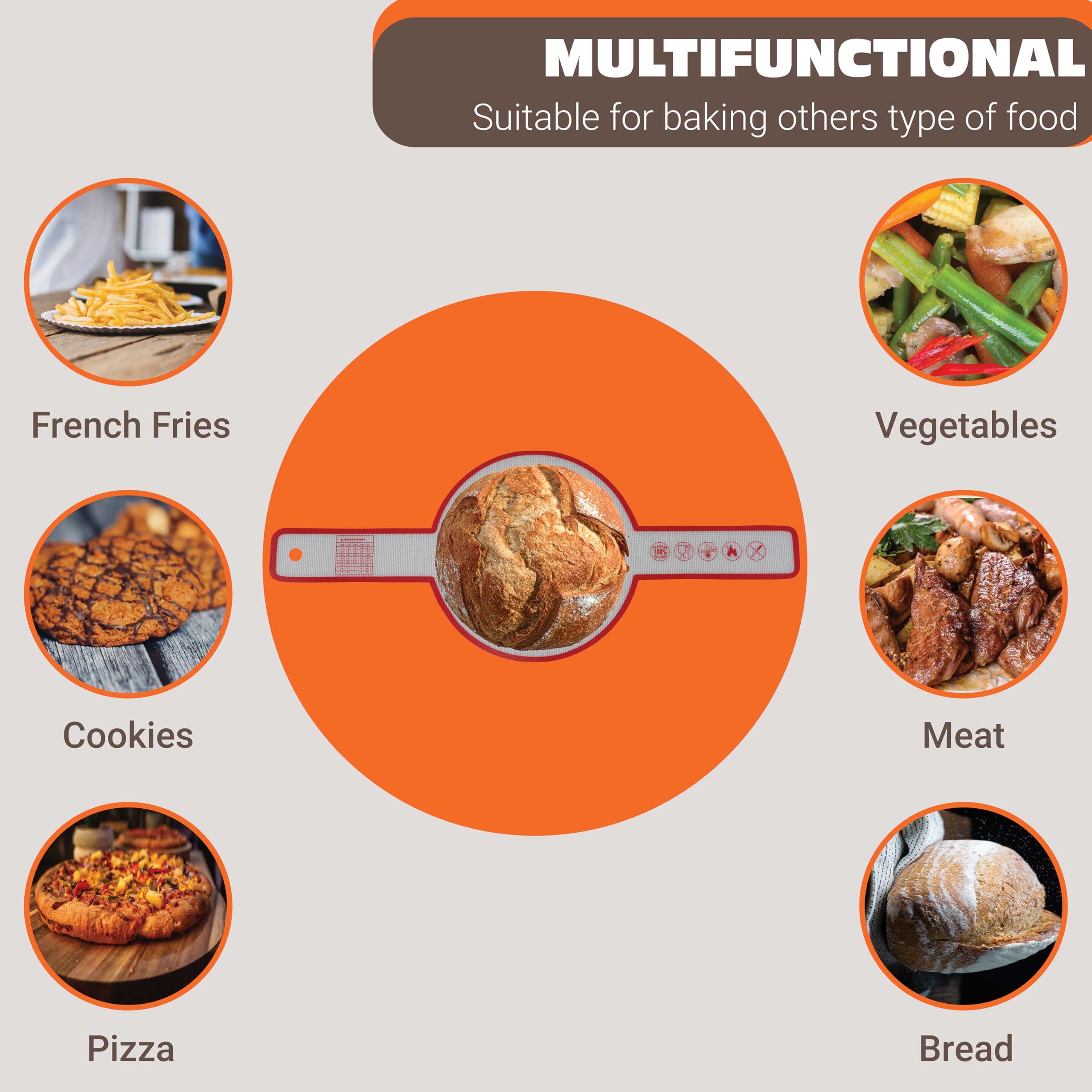 2 Pcs Sourdough Silicone Sling for Dutch Oven Liners - Non-Stick and Ultra Heat Resistant for Bread Baking - Reusable Baking Mat With Extra Long Handles