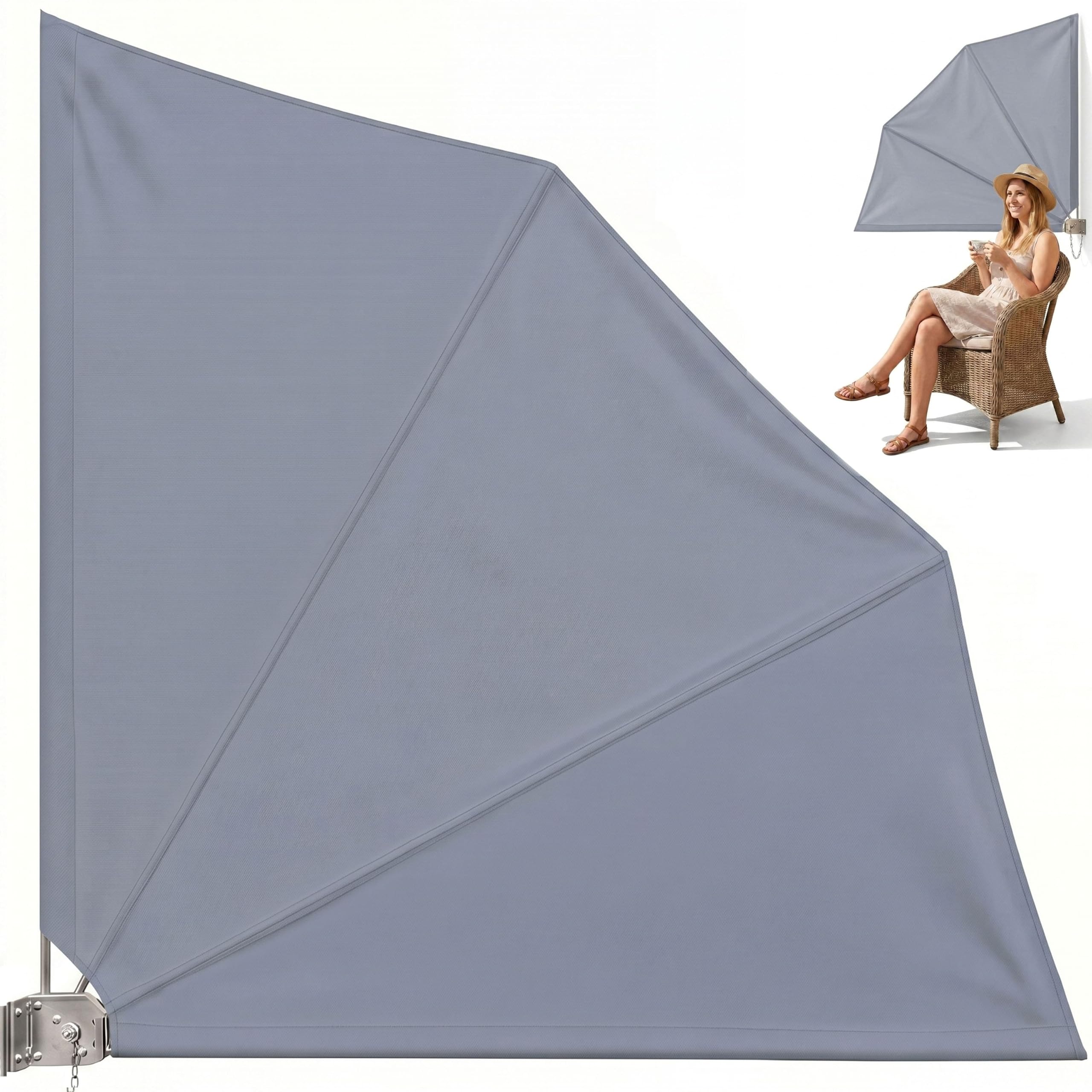 Detex® Balkonfächer Sichtschutz inkl. Abdeckung 140x140cm Wetterfest UV-beständig Faltbar Terrasse Seitenmarkise Sonnenschutz Wandhalterung Anthrazit