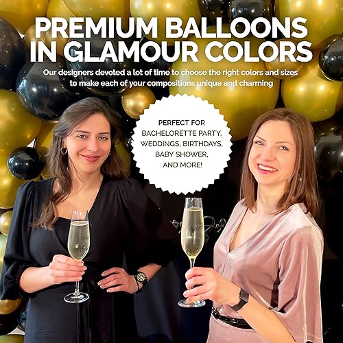 Miniatura 2 de Kit de guirnalda de globos negros y dorados kit de arco de globos con globos incluidos para decoraciones de Año Nuevo fiesta de cumpleaños
