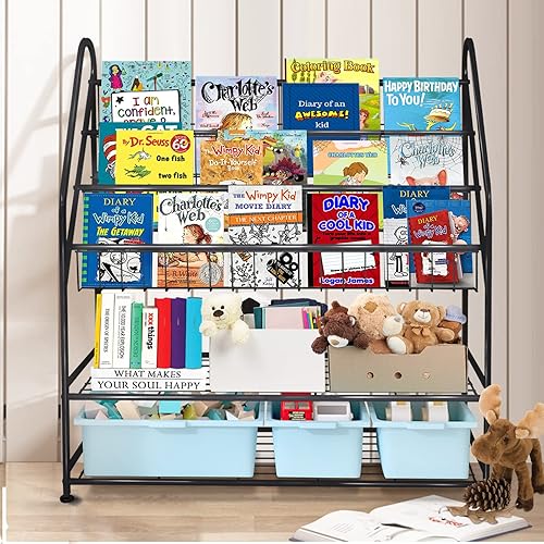 Miniatura 72 de aboxoo Estantería infantil independiente para habitación de niños pequeños de 18 pulgadas, organizador de juguetes, estantería blanca estable, Negro