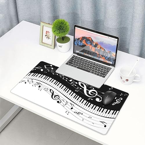 Miniatura 6 de Alfombrilla de mouse grande para juegos de notas musicales, teclas de piano, 29.5 x 15.8 pulgadas, protector de escritorio extendido, bonita