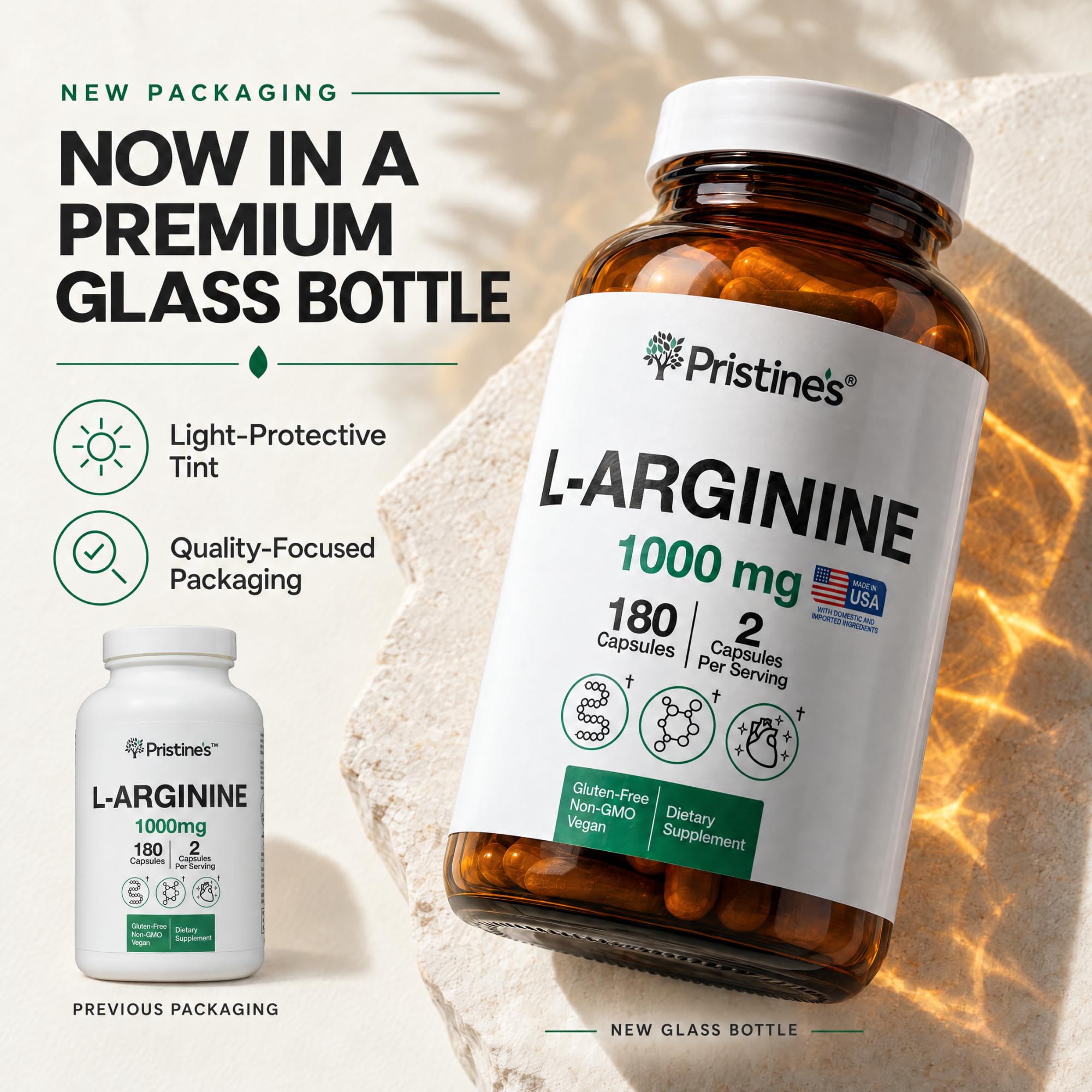 PRISTINE'S L-Arginine 1000mg Capsules, Nitric Oxide Blood Flow Support — Amazon image 2