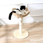 SHENGOCASE Petite tour de l'arbre de chat avec grand 17.7" Panier en osier de rotin, Lit de panier en nid tissé à la main, Perche de fenêtre pour les grands chats jusqu'à 25LBS