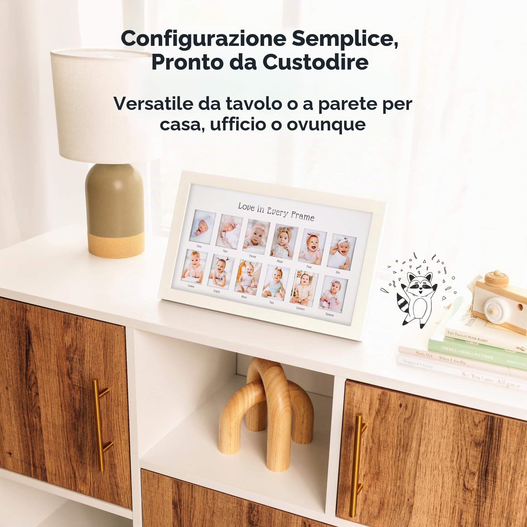KeaBabies Cornice portafoto con scritta My First Year, cornice per foto di 12 mesi, per neonata, regalo per baby shower, ricordo mensile per un anno di compleanno, per il primo asilo (Alpine White)
