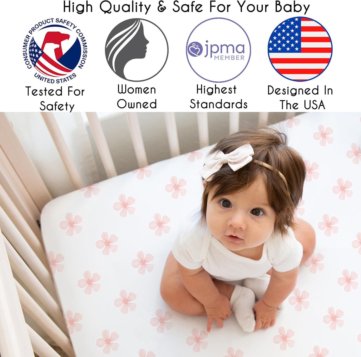 Sweet Jojo Designs 6-Piece Baby Crib Bedding Set (Burgundy Red Boho Floral) for Girls, Infants/Nursery incl. BreathableBaby Mesh Liner Blanket, Fitted Sheet, Skirt, Diaper Stacker (Pink, Shabby Chic)